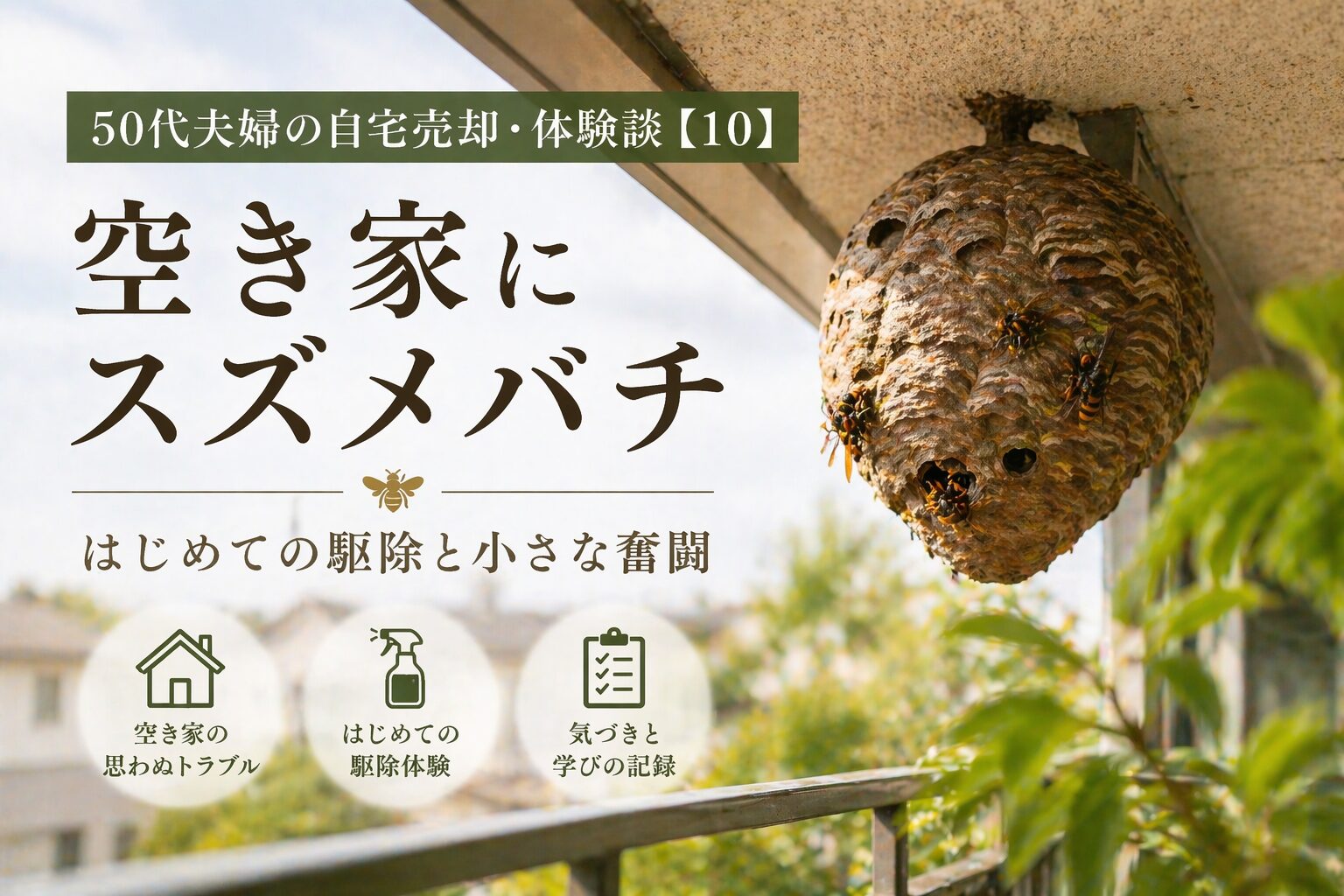 空き家にスズメバチ｜はじめての駆除と小さな奮闘｜50代夫婦の自宅売却・体験談【10】